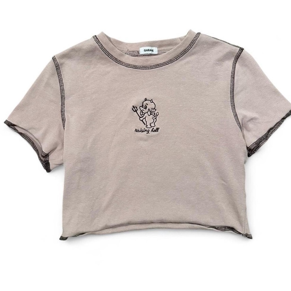 Garage Light Gray Graphic Crop Top